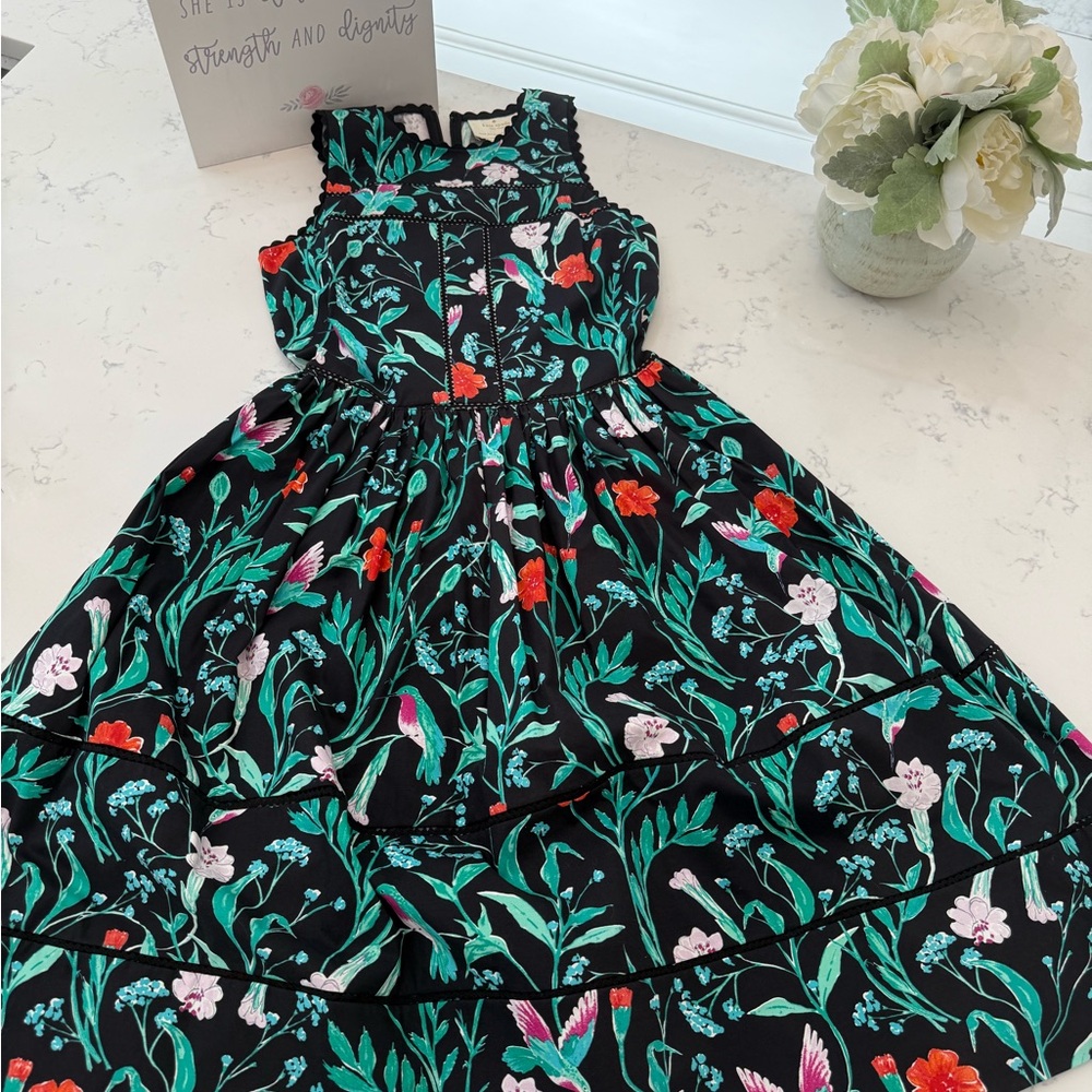 Kate Spade Hummingbird Garden Midi Dress with Floral Design🪴🌺